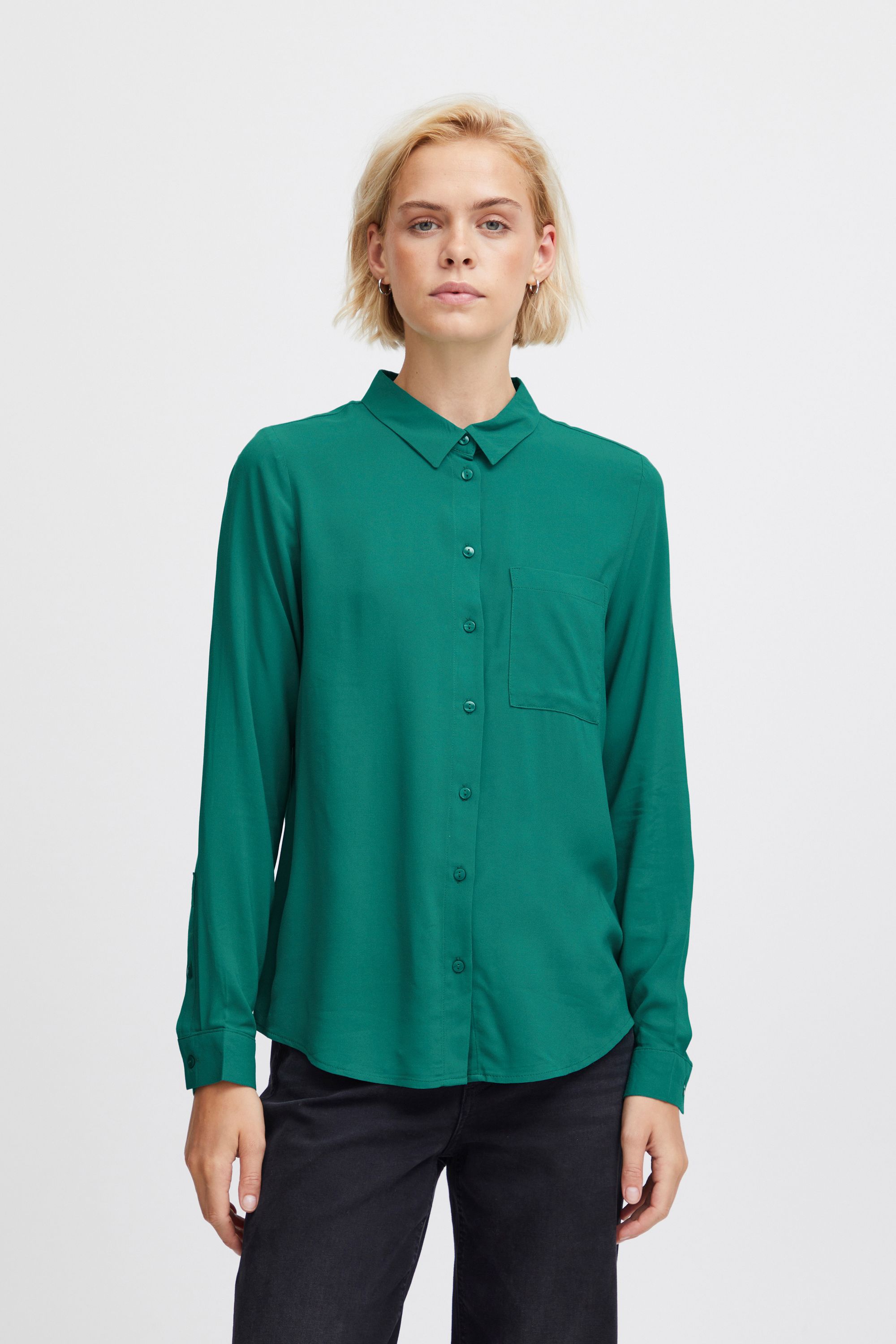 Блуза ICHI Langarm, зеленый