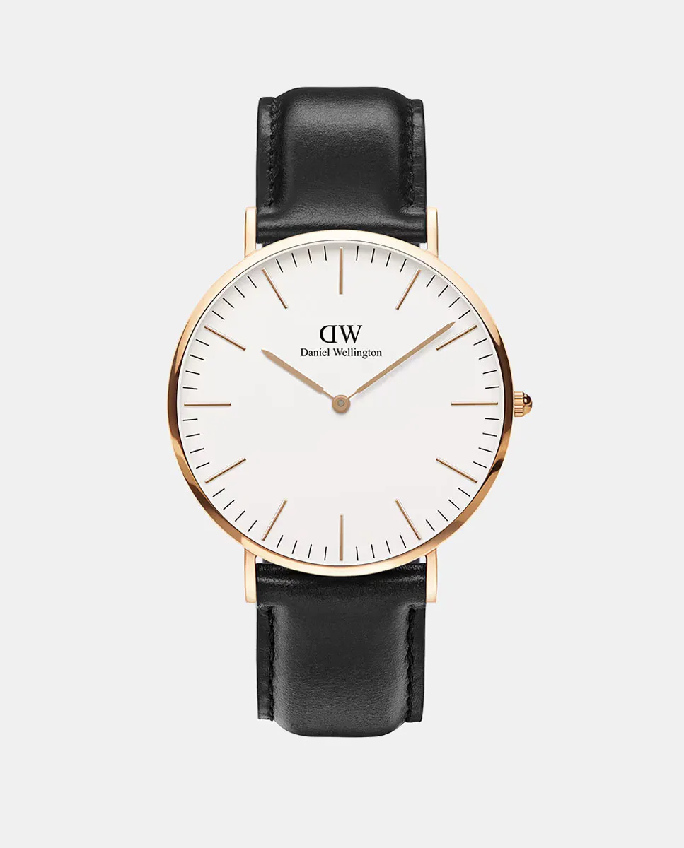 

Классические мужские часы DW00100007 черные кожаные Daniel Wellington, черный