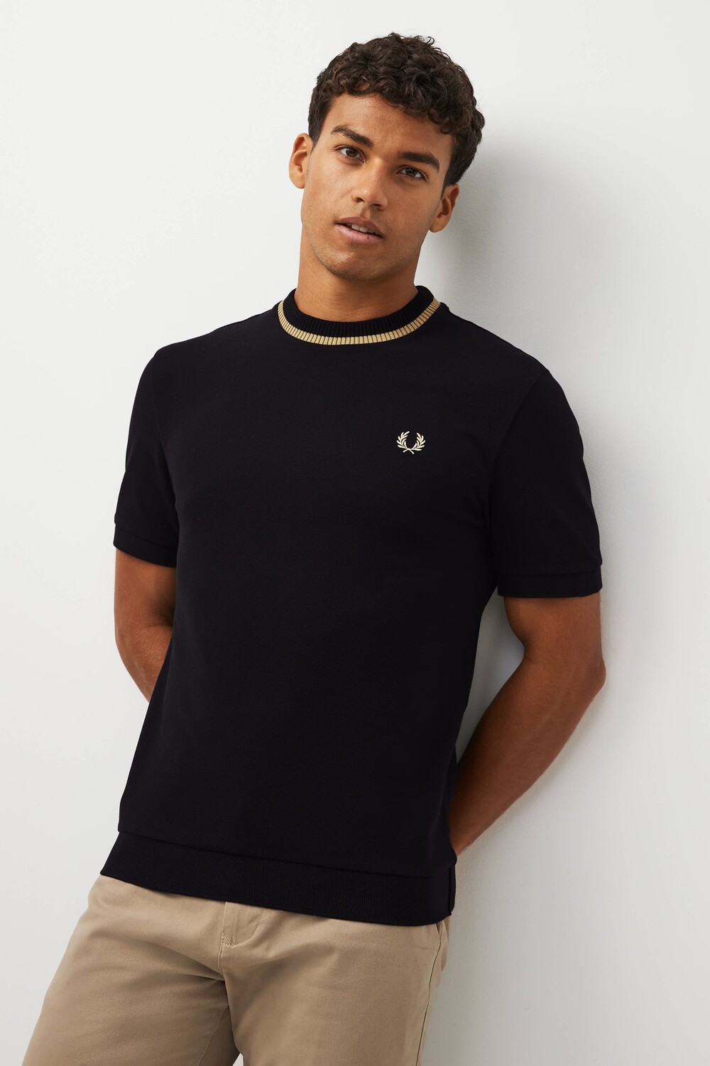 

Футболка с круглым вырезом из хлопкового пике Fred Perry, черный