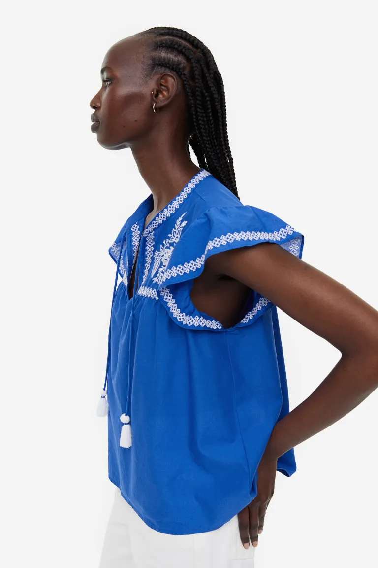 

Блузка с вышивкой H&M, синий