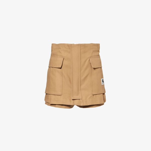 

Шорты из хлопковой парусины sacai x carhartt wip с фирменной нашивкой Carhartt Wip, бежевый