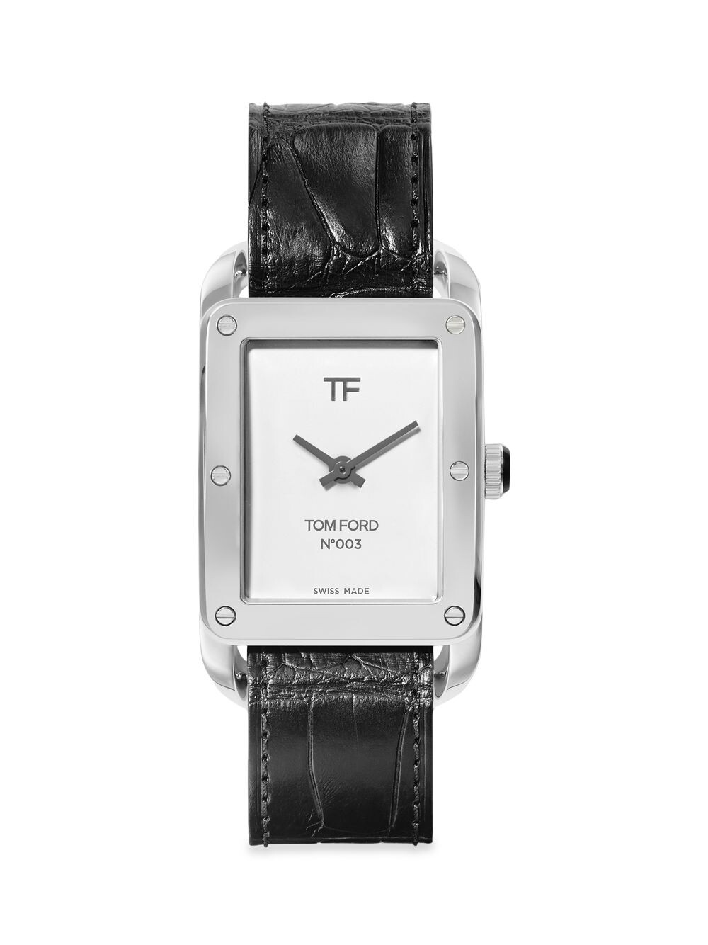 

Часы N.003 из нержавеющей стали с ремешком из кожи аллигатора Tom Ford, белый