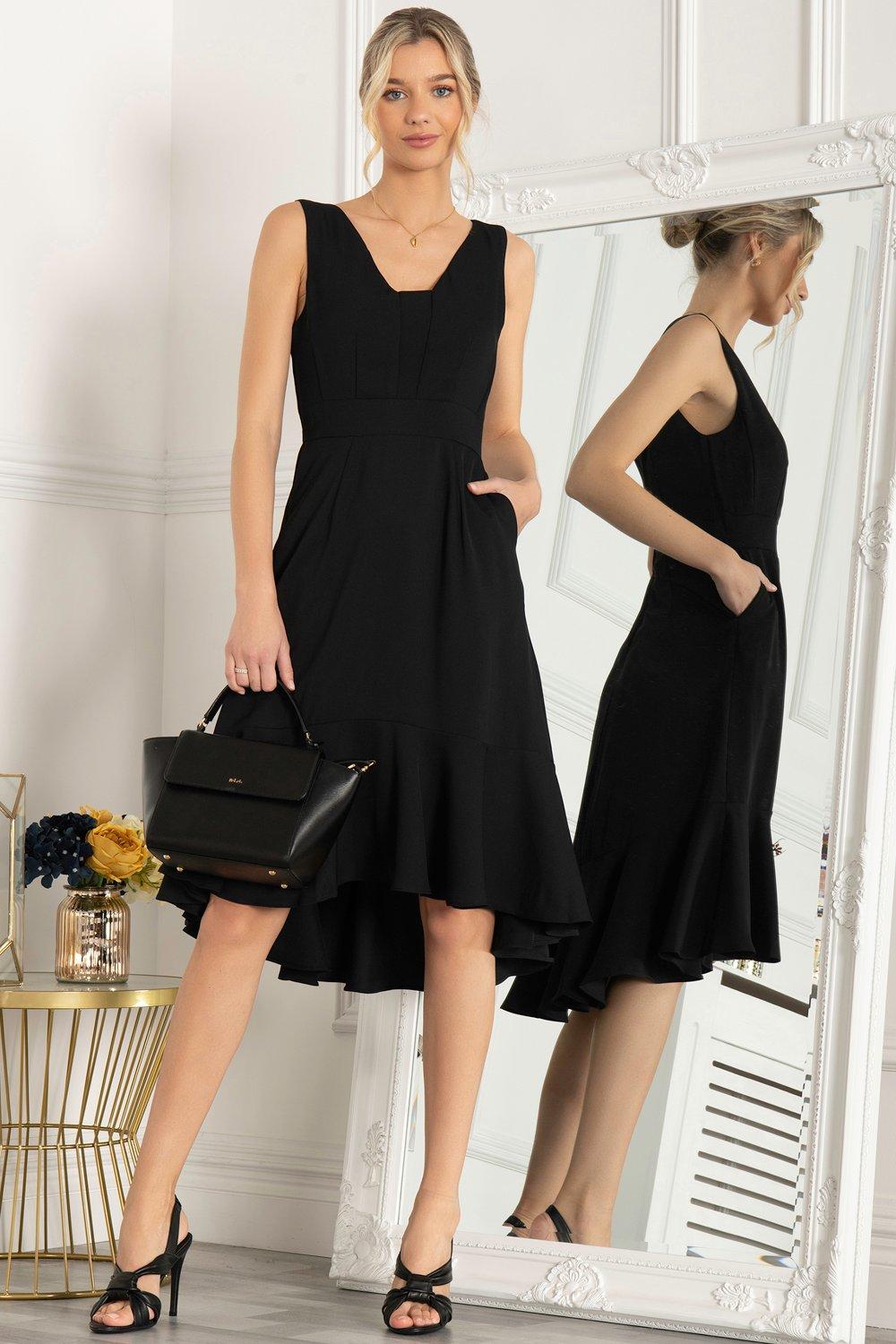 Платье прямого кроя Palmer с глубоким вырезом Jolie Moi, черный женское длинное платье без рукавов ажурное платье с принтом v образным вырезом разрезом подолом и открытыми плечами лето 2023