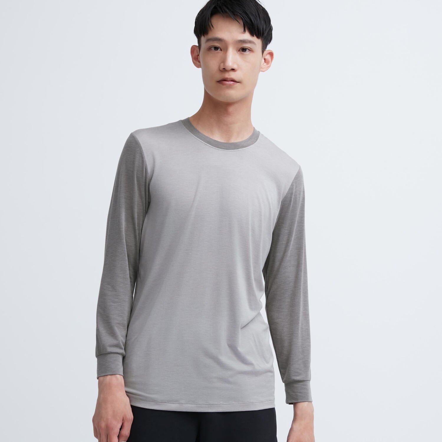 

Лонгслив с круглым вырезом Heattech Uniqlo, серый