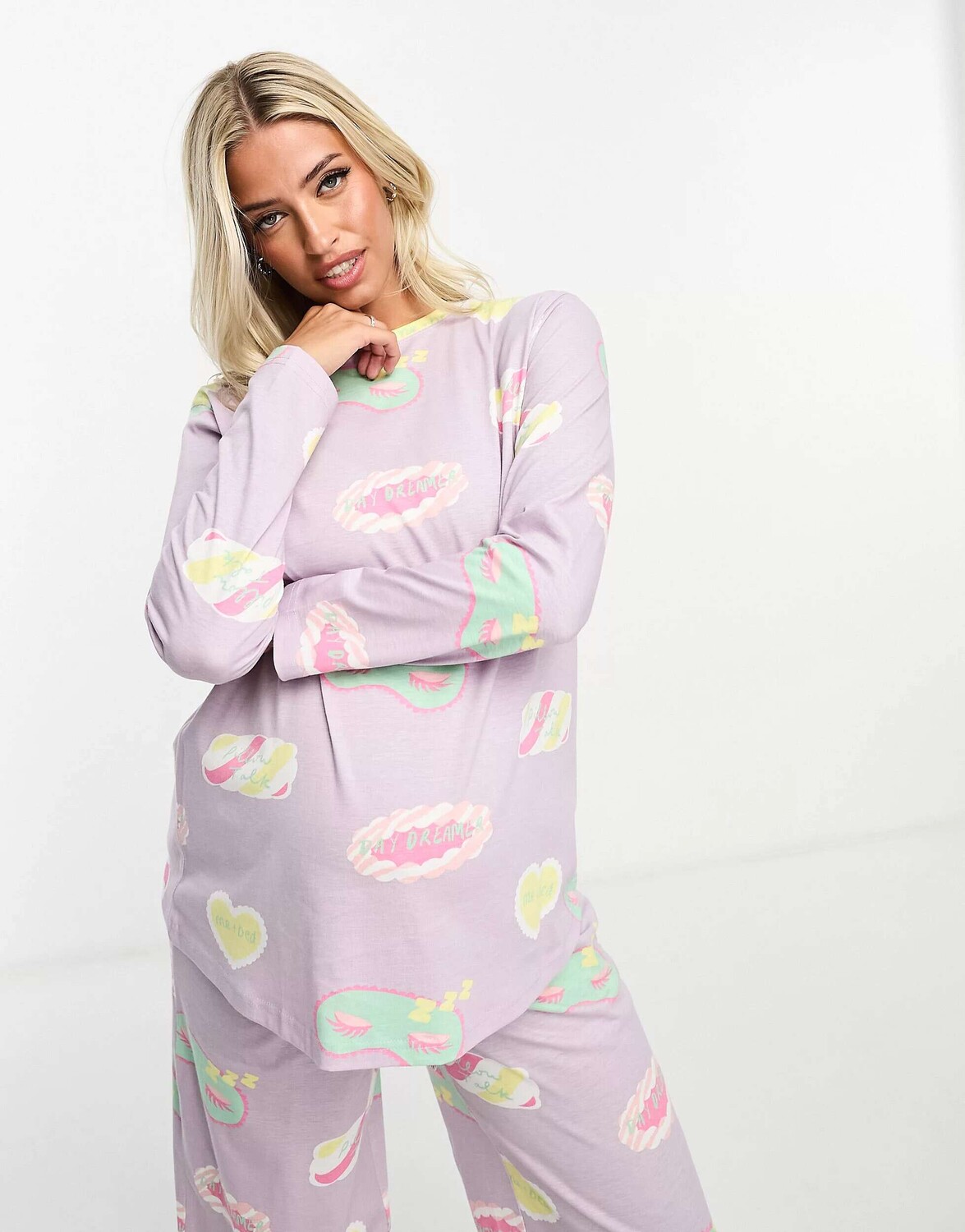 

Сиреневый пижамный комплект из топа с длинными рукавами и брюк ASOS Maternity Daydream
