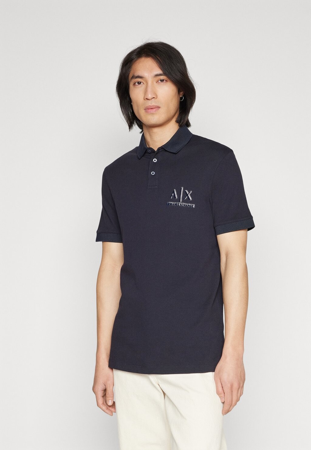 

Рубашка-поло темно-синего цвета Armani Exchange, цвет deep navy