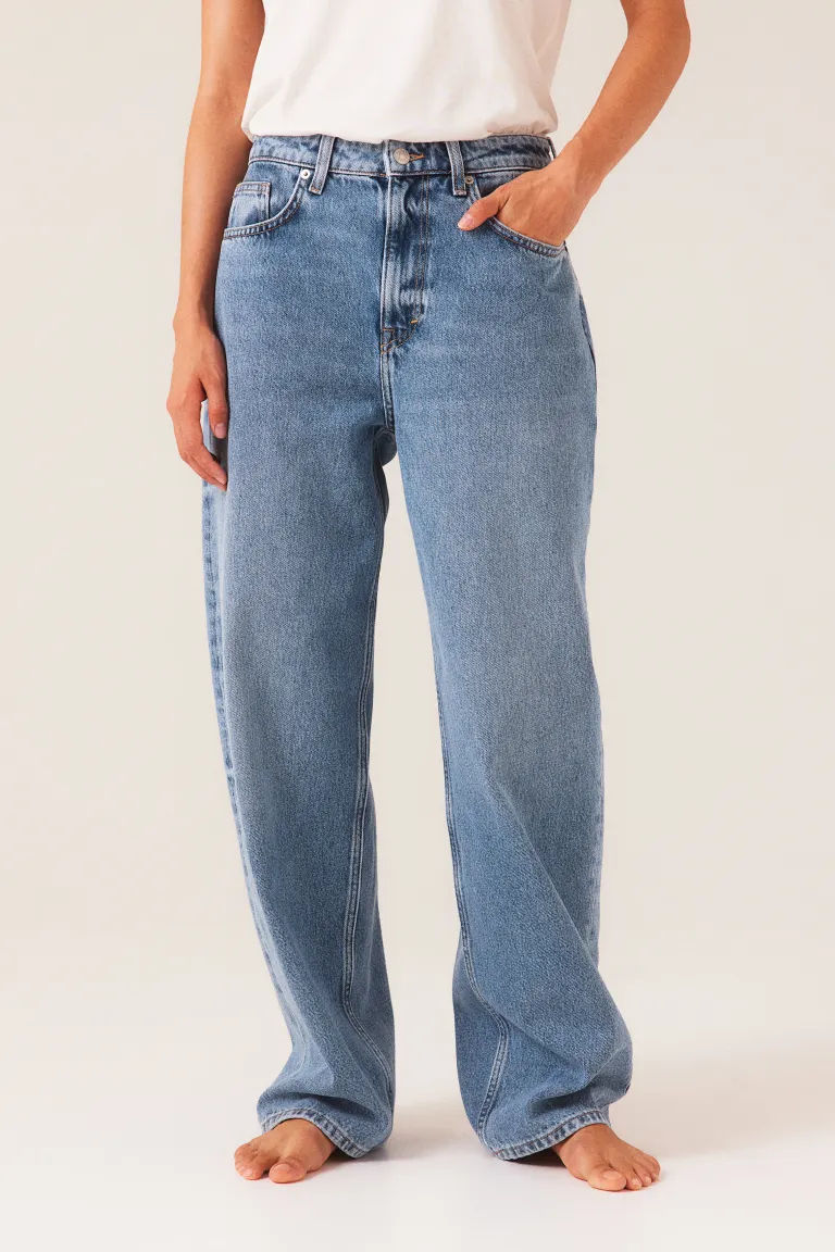 

Мешковатые высокие джинсы H&M, синий
