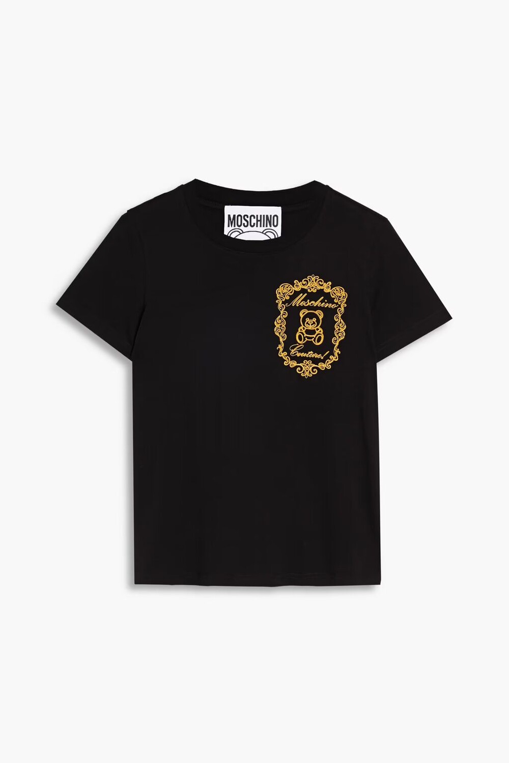 

Футболка из хлопкового джерси с вышивкой Moschino, черный