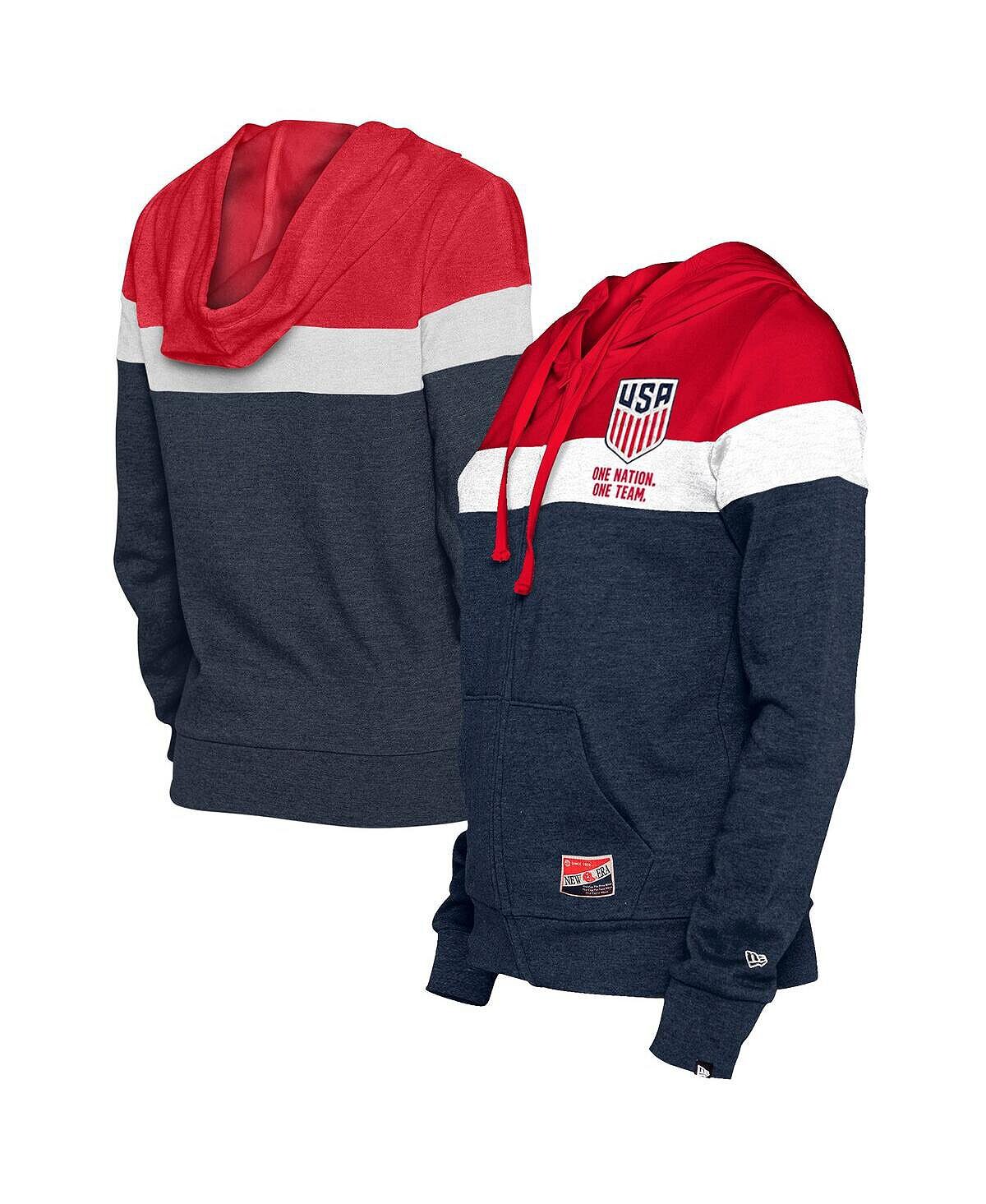 

Женская темно-синяя куртка с капюшоном и молнией во всю длину USWNT Throwback New Era, темно-синий