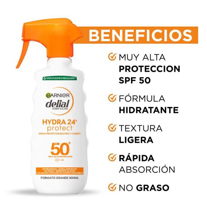 

Солнцезащитный крем delial spray protector solar hydra 24 protección muy alta Garnier, объем 270 мл