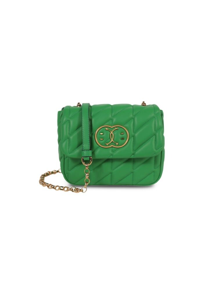 

Стеганая кожаная сумка через плечо Double Smiley Moschino, зеленый