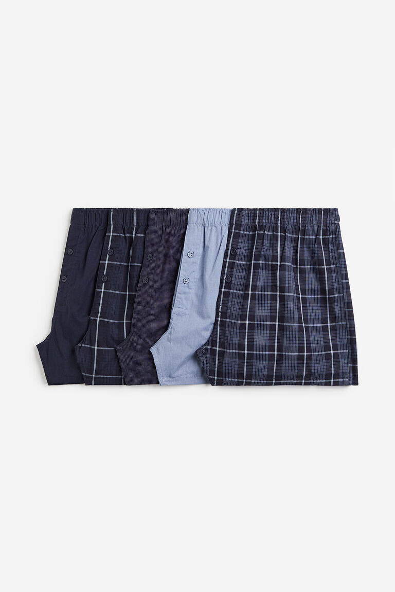 

Комплект из пяти хлопковых боксеров-шорт H&M, синий