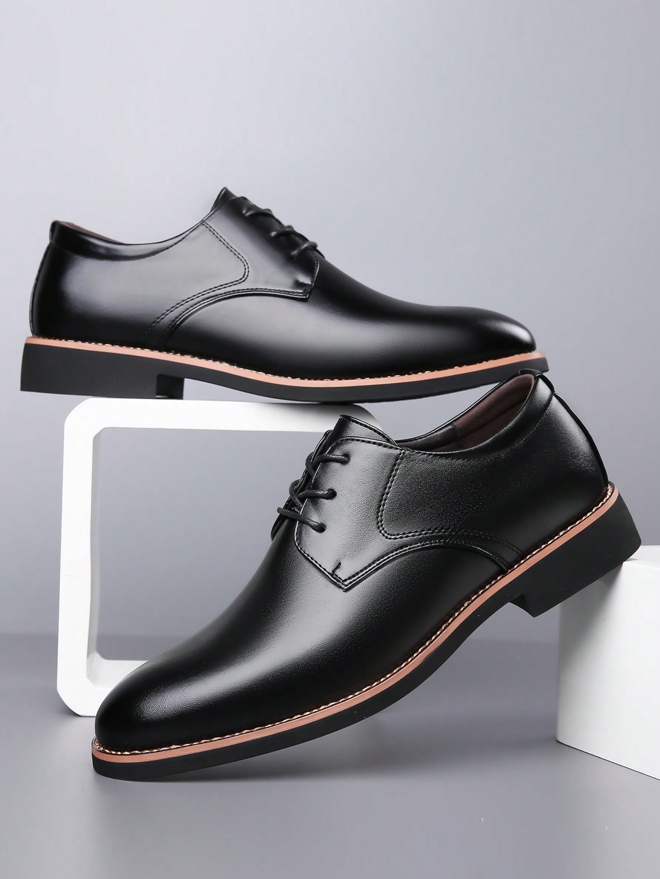 1 пара новых мужских кожаных туфель в британском деловом стиле с острым носком и мягкой подошвой для повседневной носки, черный
