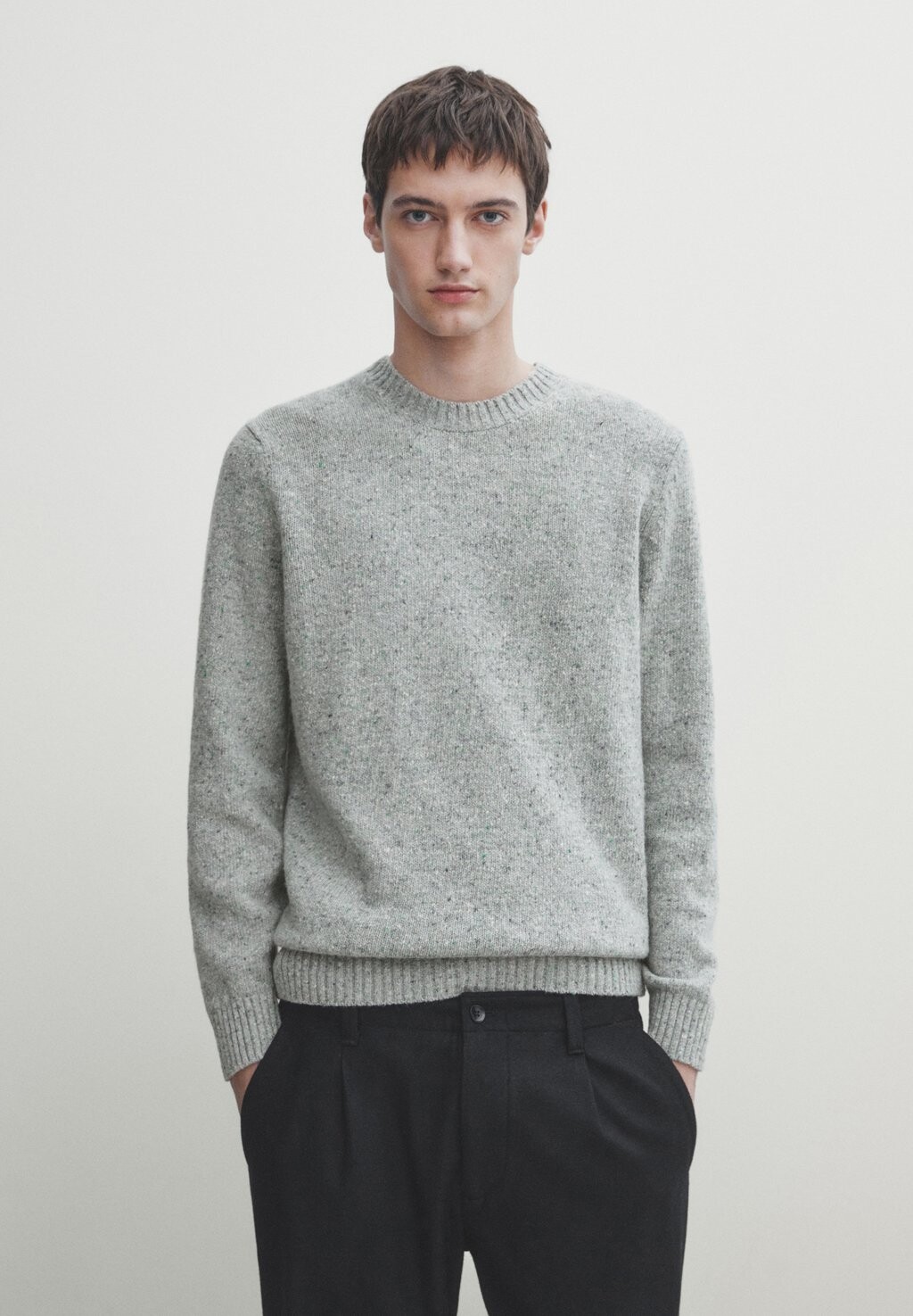 Свитер Crew Neck Knop Massimo Dutti, цвет grey