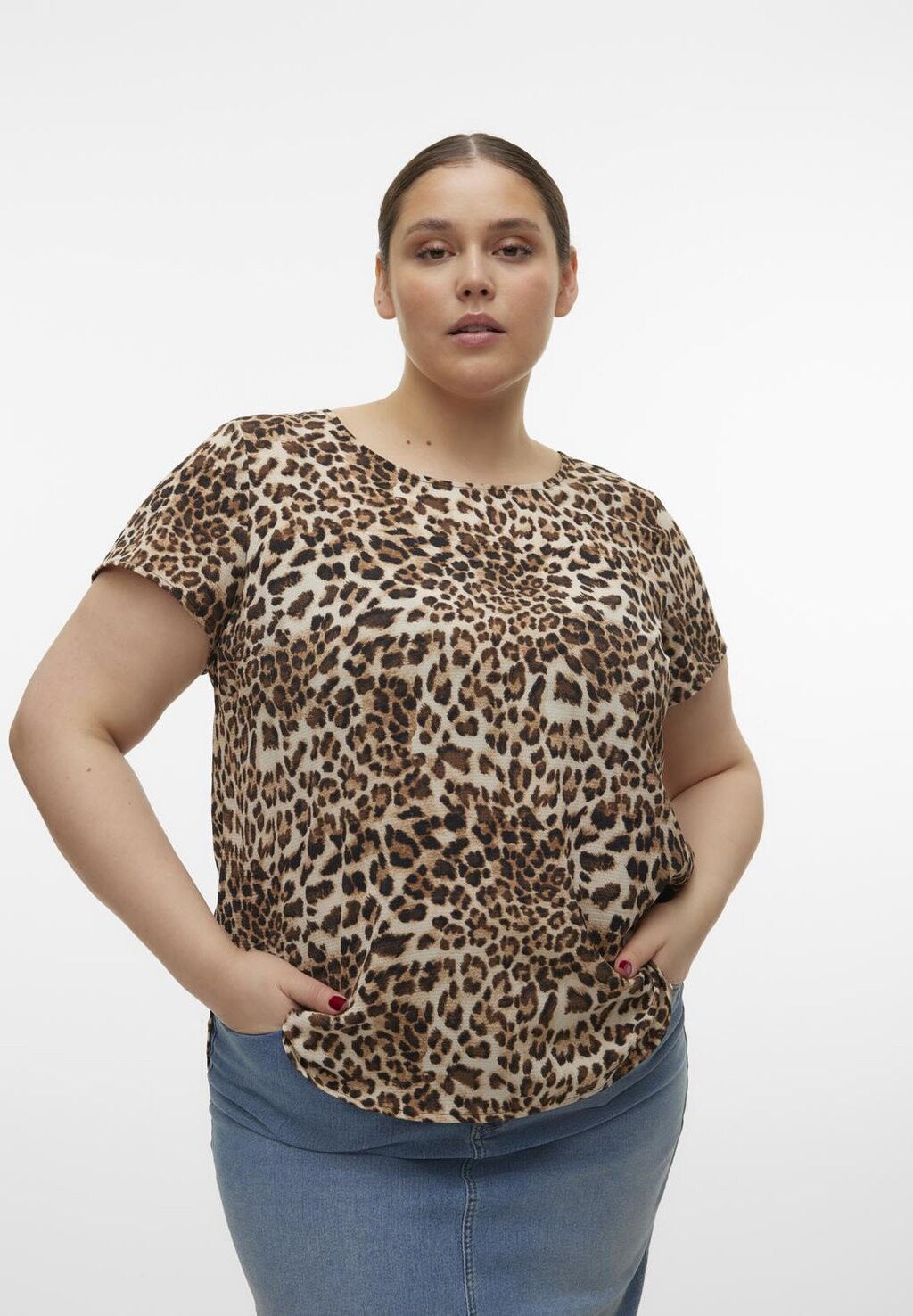 

Футболка с принтом VMCSAKI ZIP TOP Vero Moda Curve, цвет sandshell betty