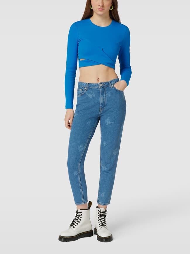 

Джинсы Mom Fit с узором по всей поверхности Review, светло-синий