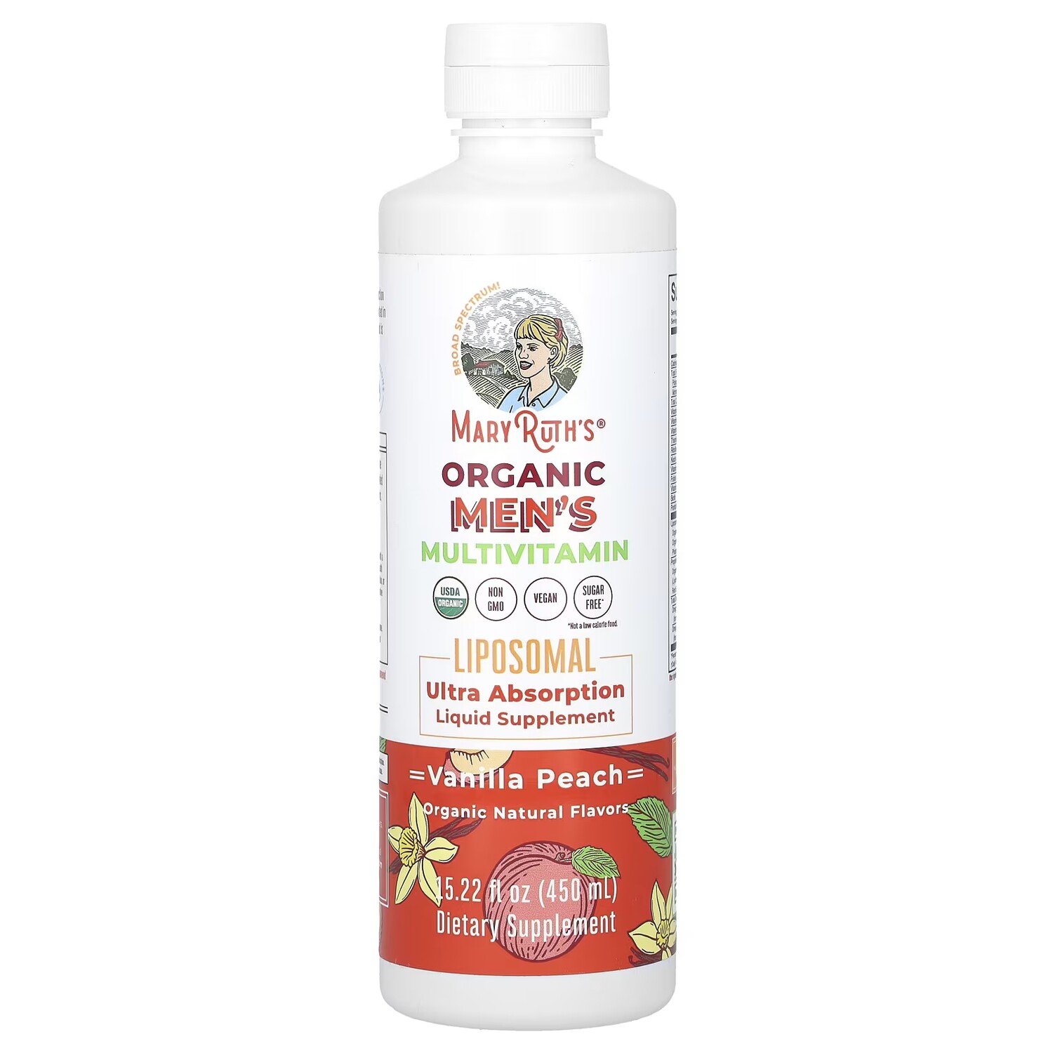 Витамин MaryRuth's Men's Multivitamin Liposomal Vanilla Peach 450 мл maryruth organics men s multivitamin liposomal vanilla peach 15 22 fl oz 450 ml