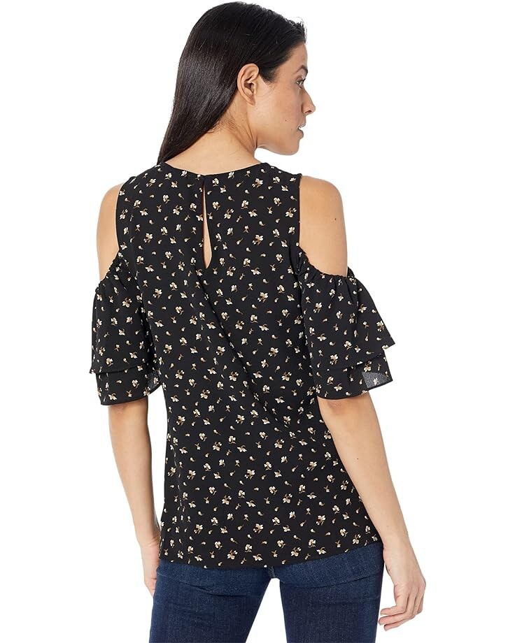 Топ Michael Kors Watercolor Ditsy Cold-Shoulder Top, хаки