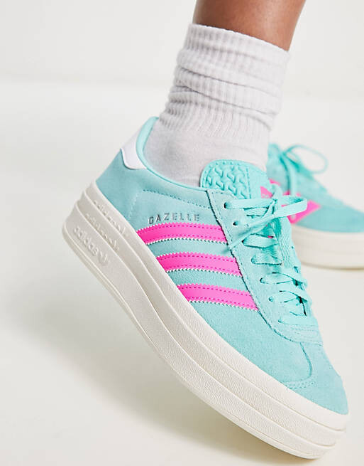 

Кроссовки на платформе adidas Originals Gazelle Bold цвета морской волны и розового цвета