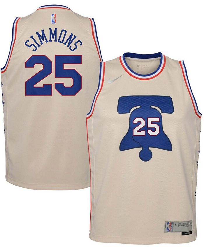 Джерси Big Boys and Girls Ben Simmons Cream Philadelphia 76Ers 2020/21 Swingman Player - Earned Edition Nike, коричневый/бежевый