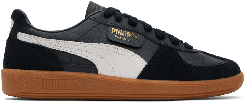 

Черные кожаные кроссовки Palermo черный/Серое перо/Резинка Puma