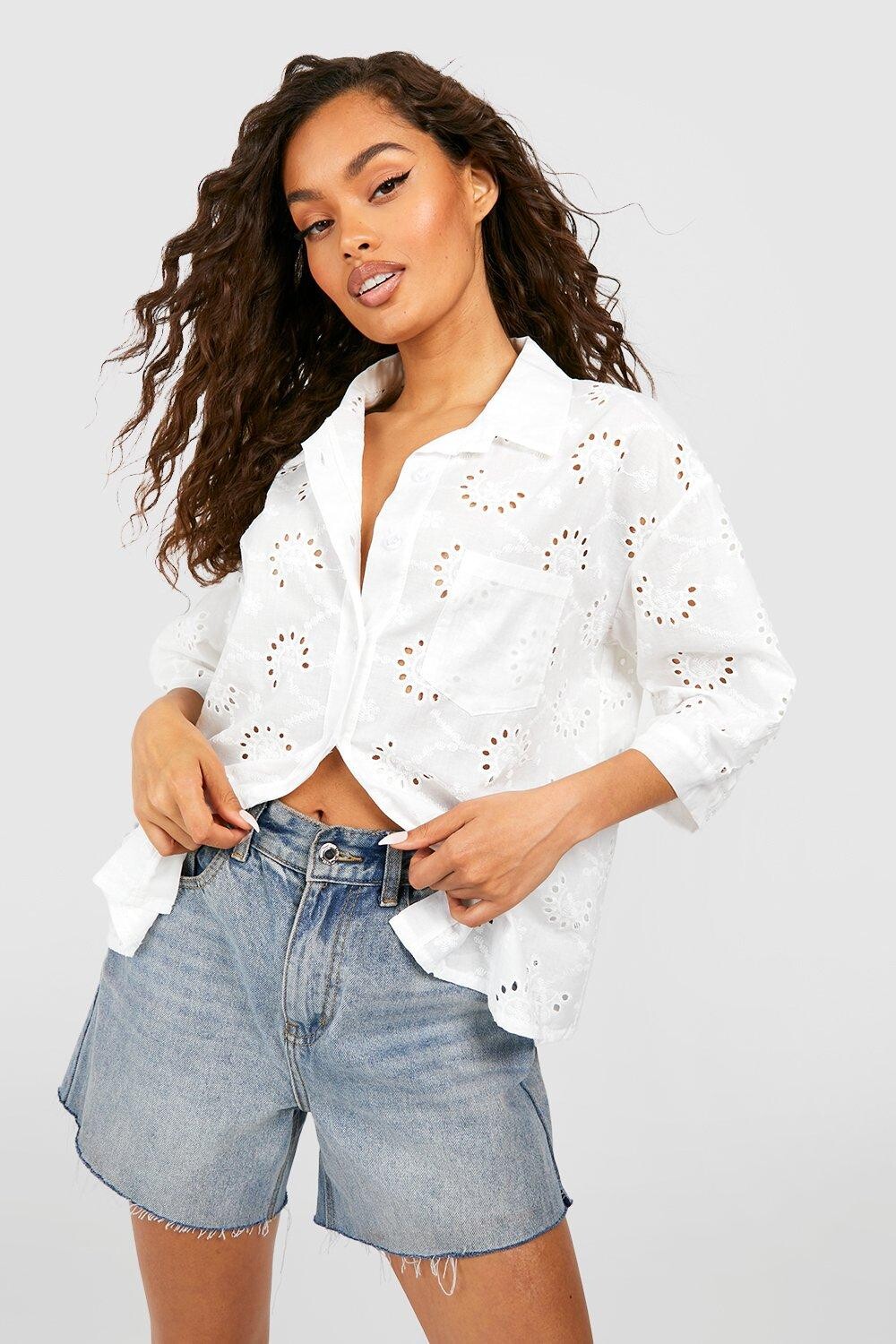 

Рубашка с короткими рукавами Boohoo, белый