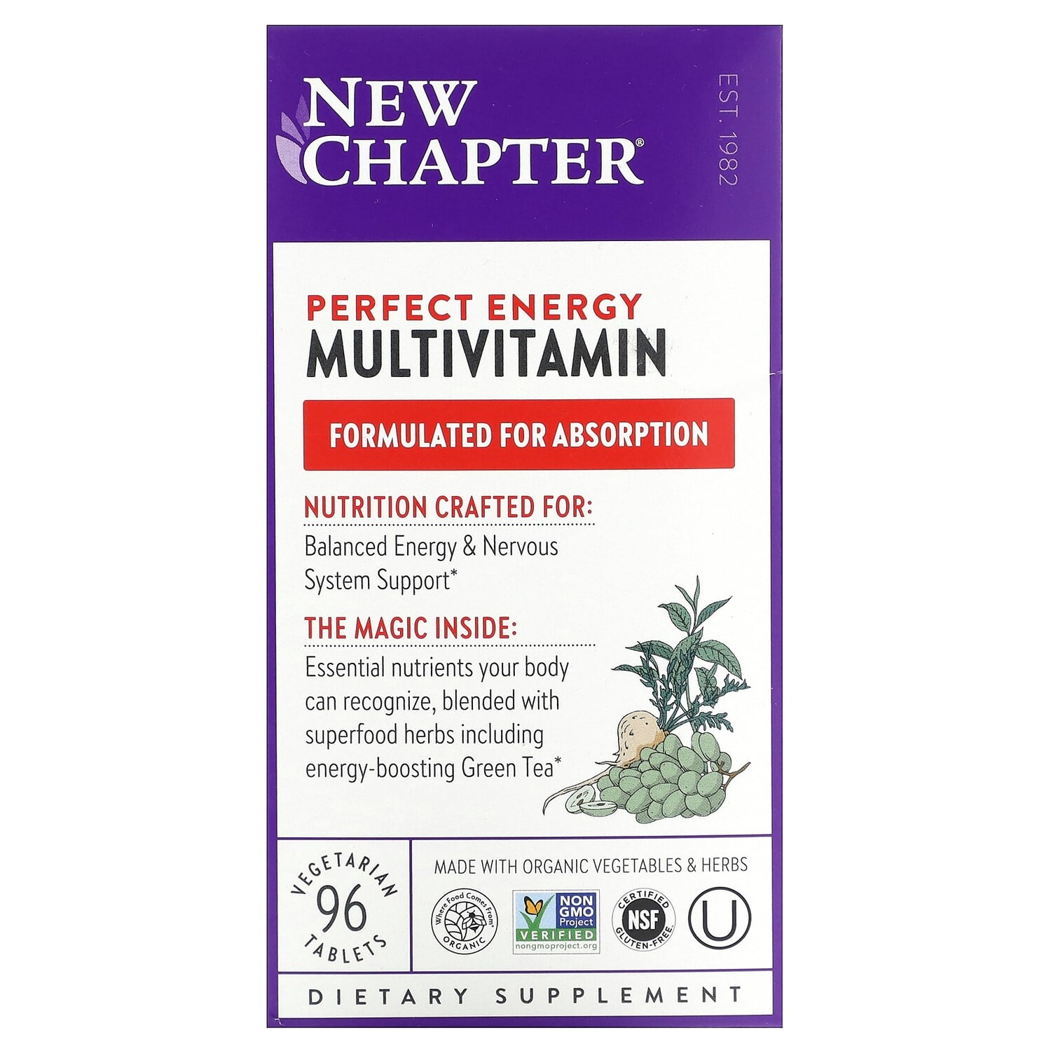 

Perfect Energy, мультивитамины, 96 вегетарианских таблеток, New Chapter