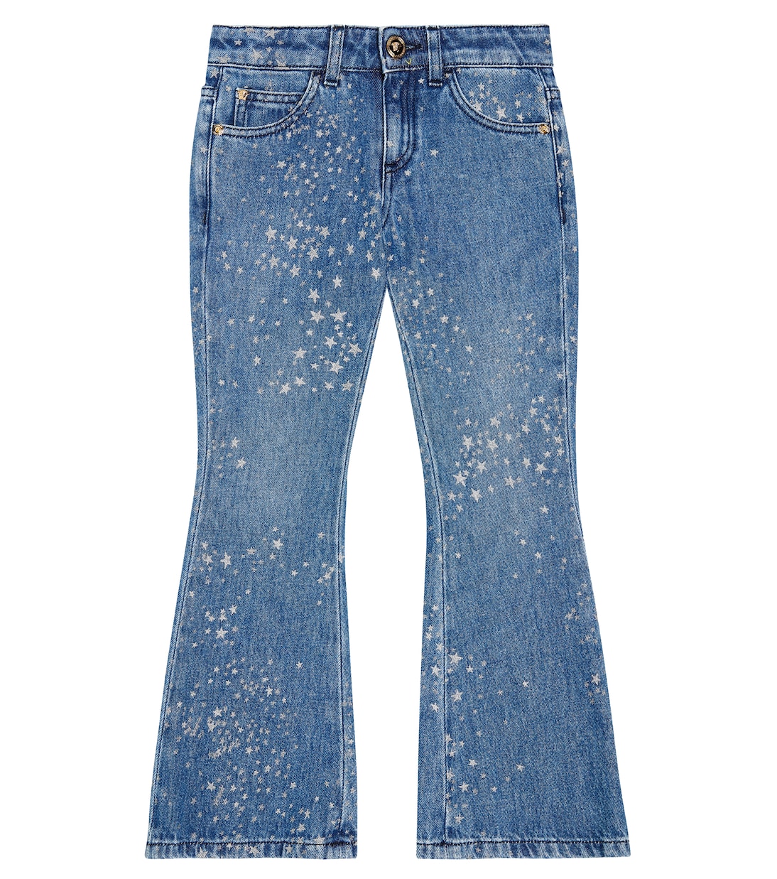 Расклешенные джинсы с принтом Versace Kids, синий футболка versace синий