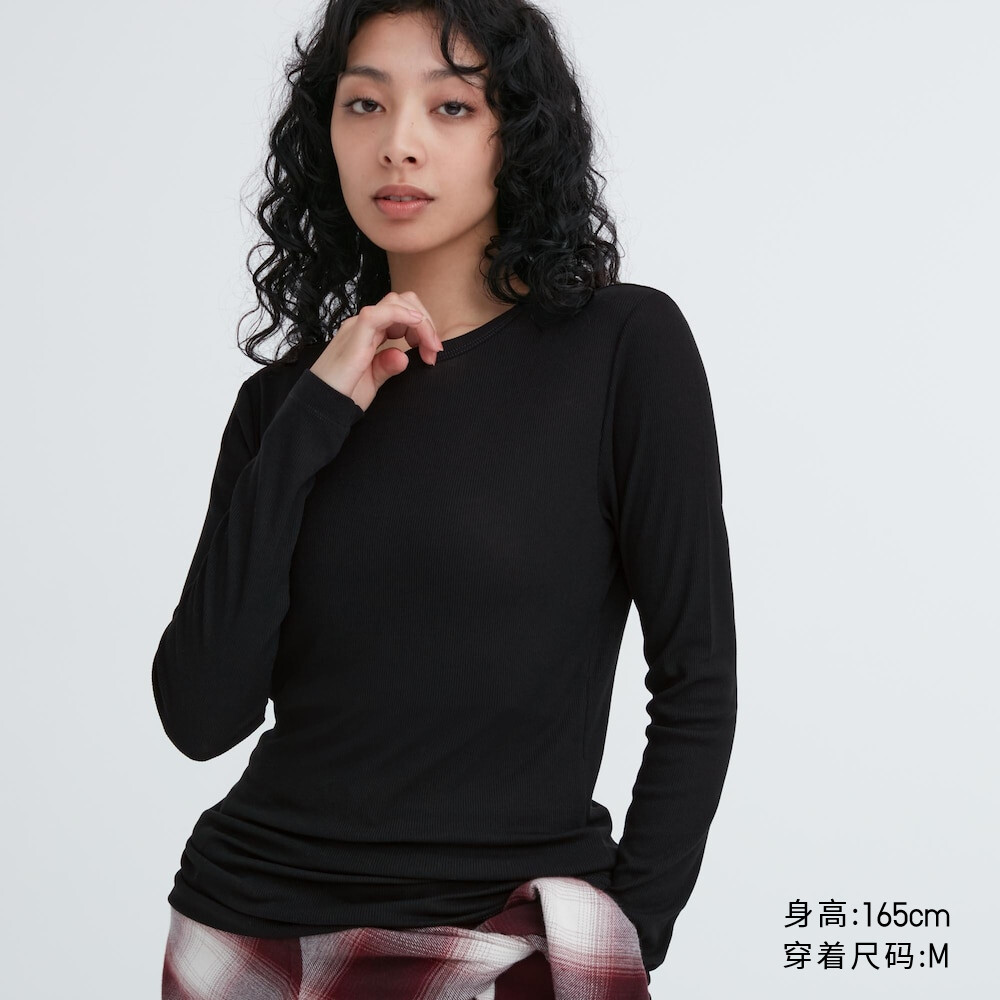 

Женская футболка Uniqlo с тонким круглым вырезом, черный