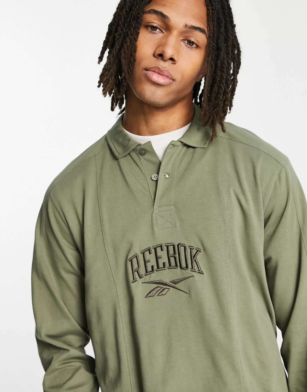 

Топ регби цвета хаки Reebok Vintageдля ASOS