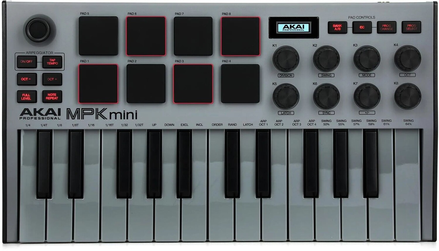 

25-клавишная клавиатура-контроллер Akai Professional MPK Mini MK III — серый