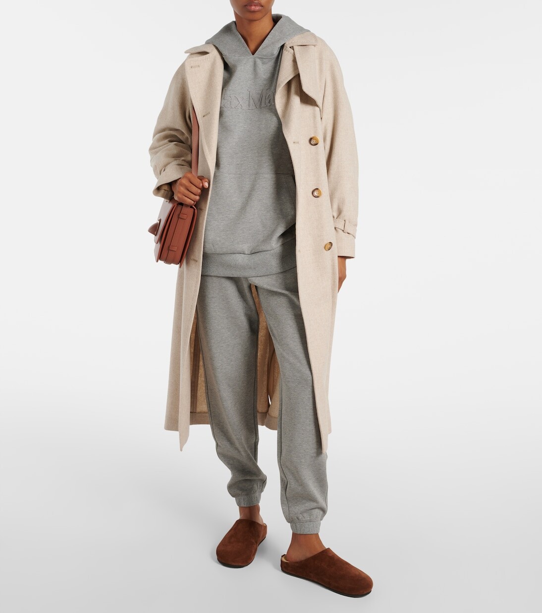 

Худи из хлопкового джерси с логотипом 'S Max Mara, серый