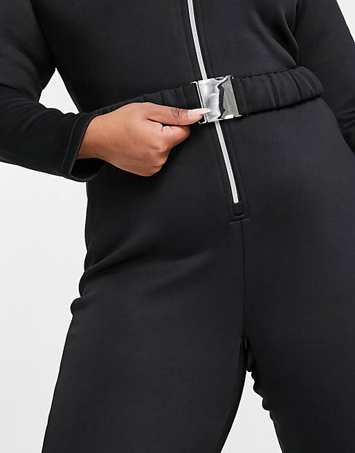 

Черный комбинезон с поясом Threadbare Plus Ski