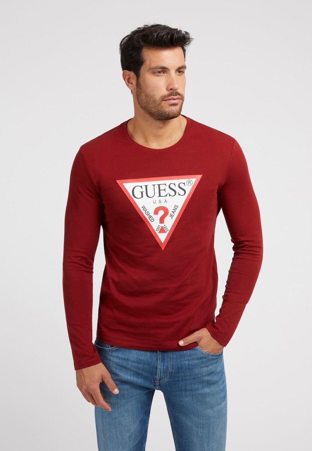 

Футболка с длинным рукавом Mit Logo Dreieck Guess, цвет bordeaux