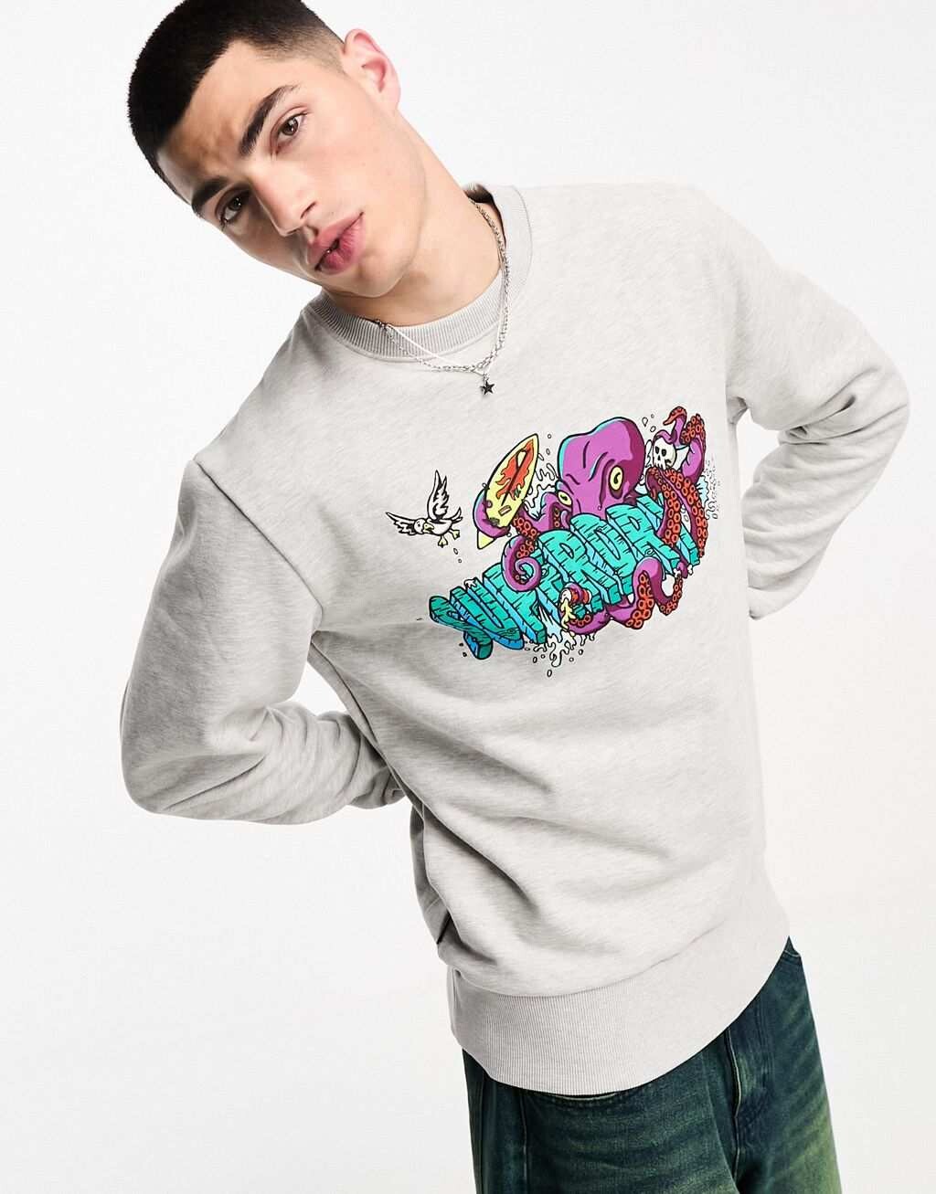 

Серая толстовка с графичным логотипом Superdry Vintage
