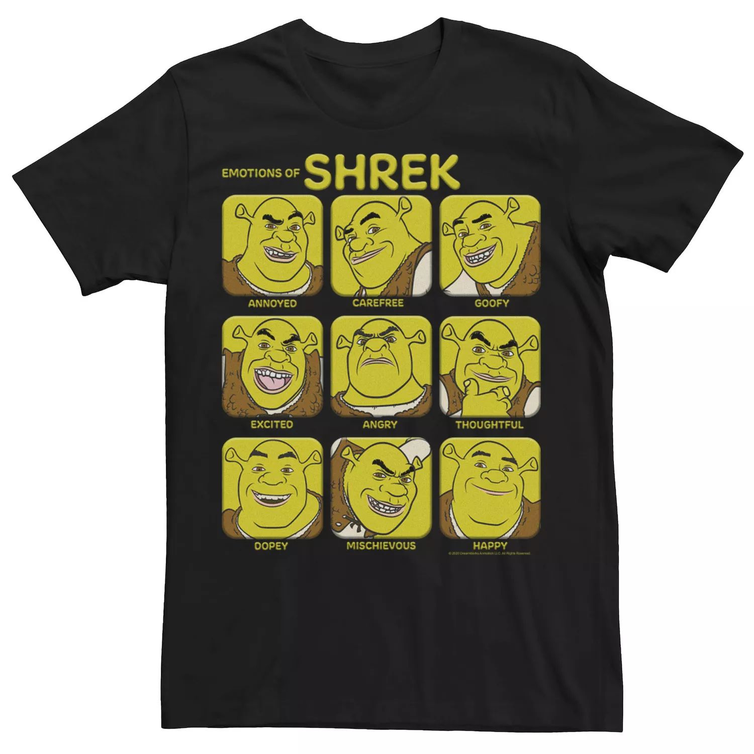 Мужская футболка Shrek Emotions Of Shrek Box Up Licensed Character