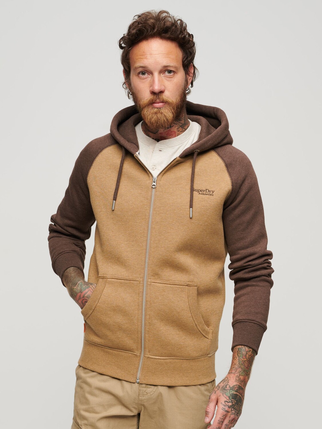 

Толстовка Essential Baseball на молнии Superdry, браун марл