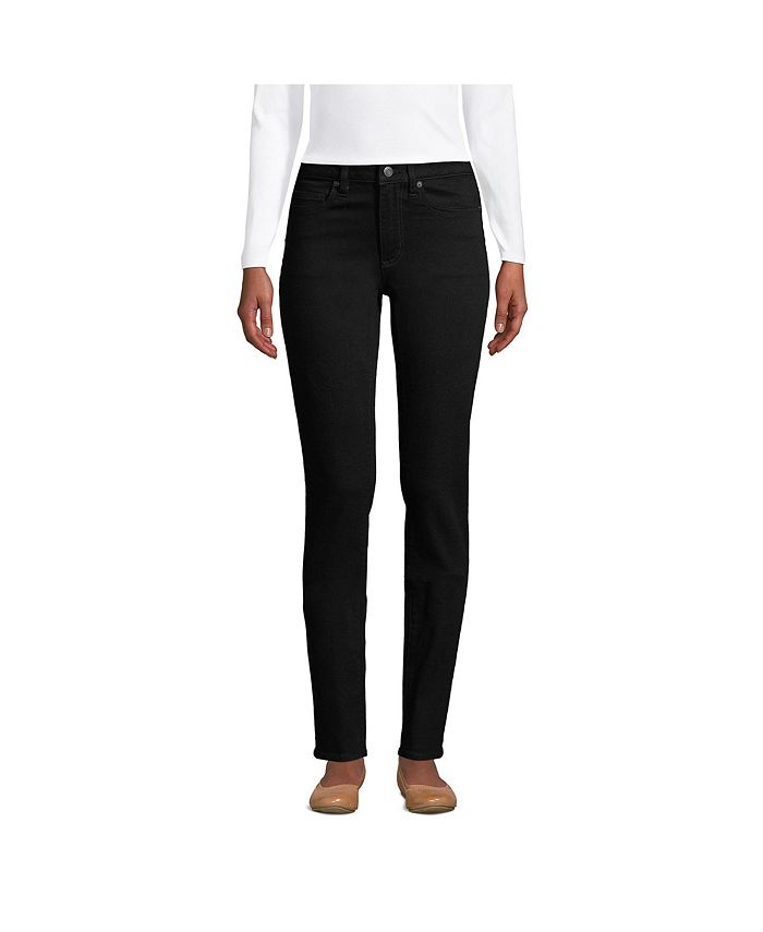 Женские прямые джинсы со средней посадкой для миниатюрных женщин — черные Lands' End, цвет Black забойная история или шахтерская глубокая