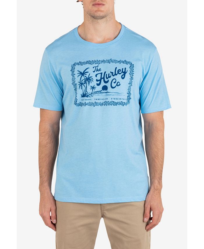 Мужская повседневная футболка с коротким рукавом для укулеле Hurley, синий рубашка мужская с принтом кокосового дерева гавайская пляжная повседневная с коротким рукавом на пуговицах гавайская кокосовая елка лет