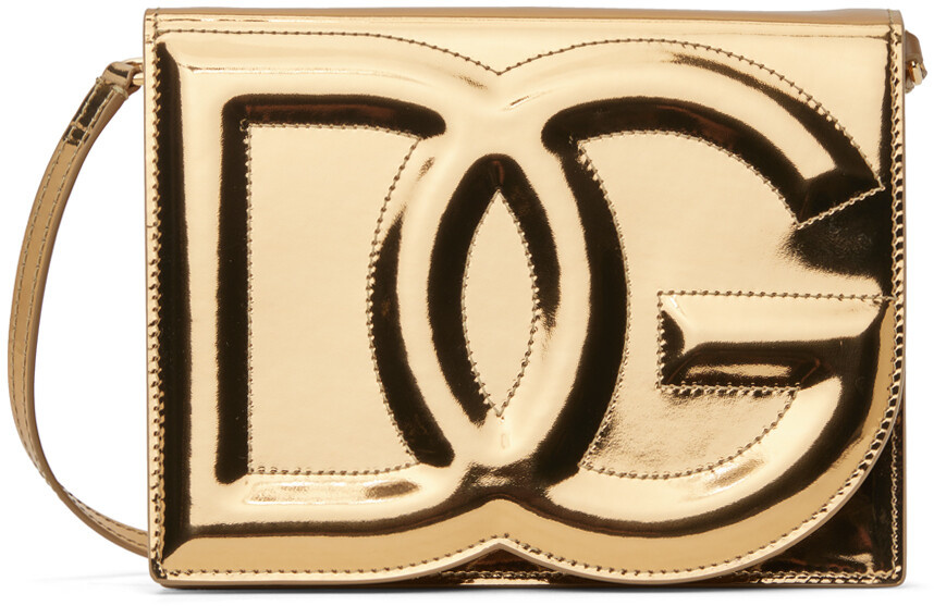 

Золотая сумка через плечо с логотипом DG Dolce & Gabbana