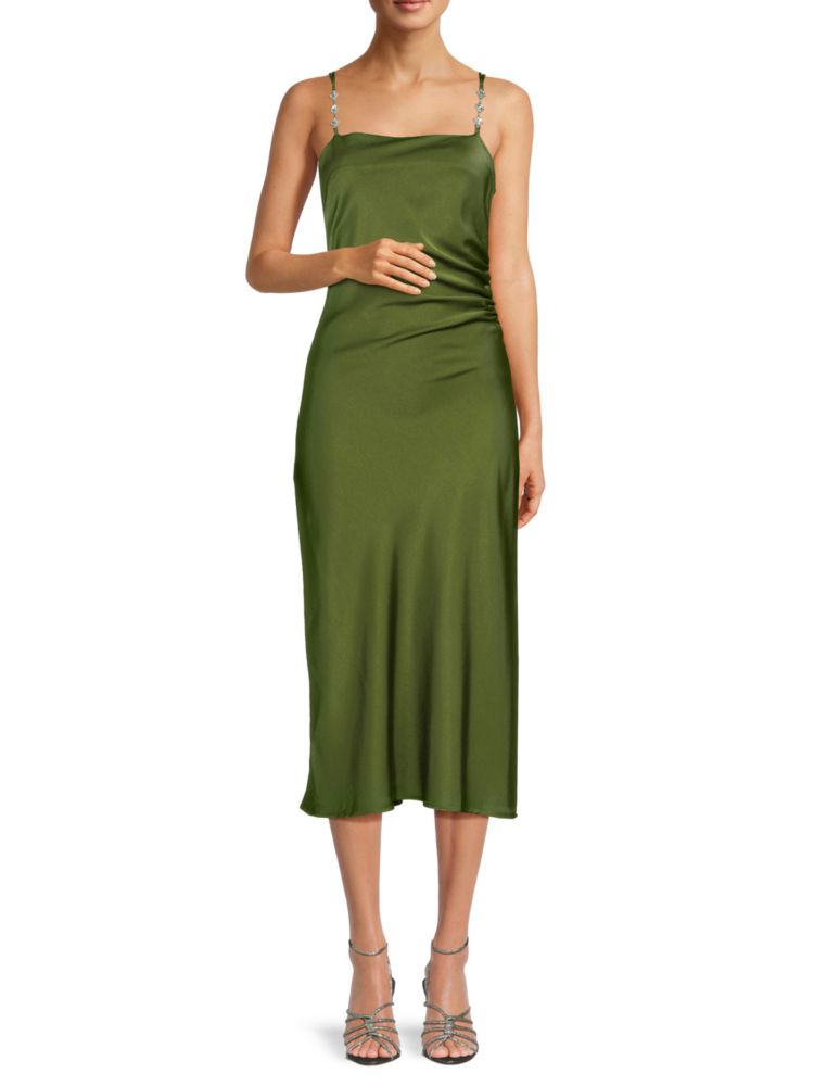Атласное платье-комбинация Koko + Mason, цвет Olive