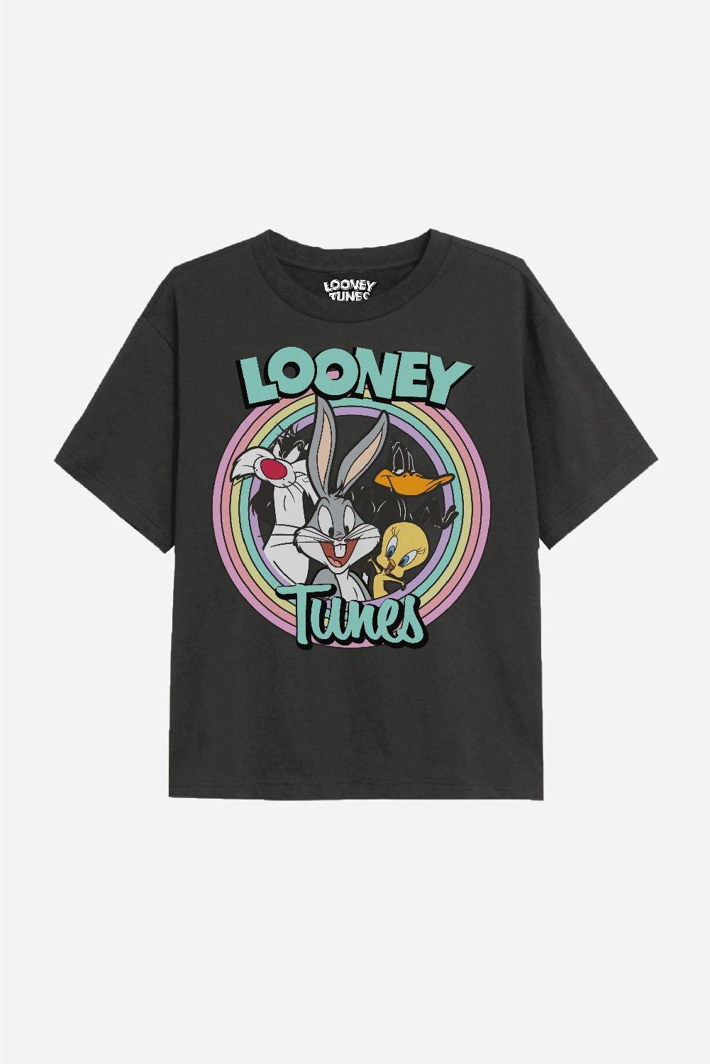 цена Цветная футболка для девочек в стиле поп Looney Tunes, черный