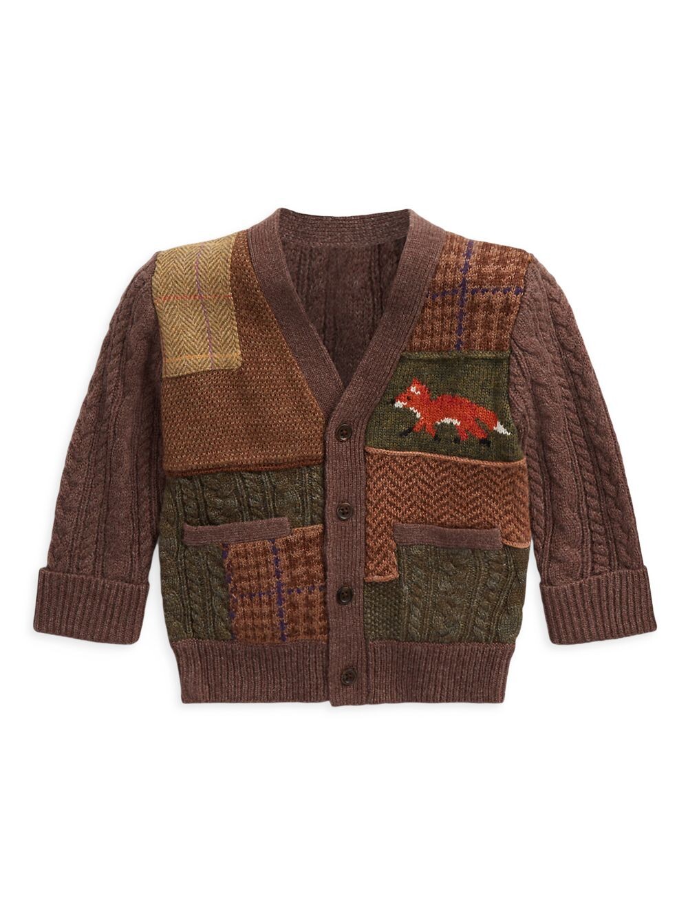 

Свитер из смесовой шерсти в стиле пэчворк для мальчика Polo Ralph Lauren, коричневый