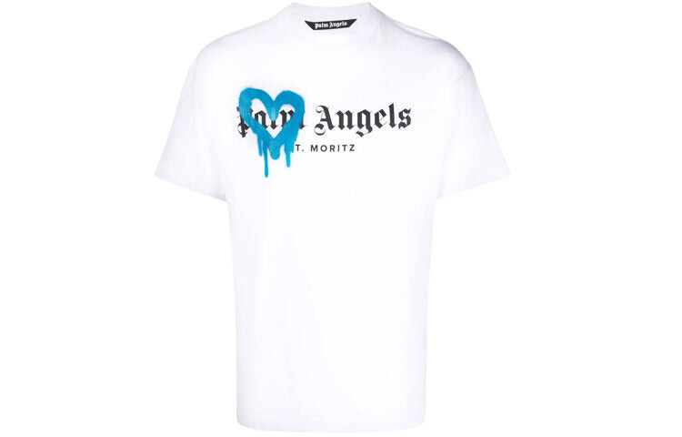

Футболка с логотипом Palm Angels St Moritz Heart Sprayed White/Black/Blue
