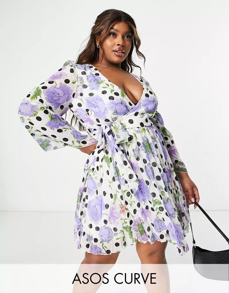 

Платье мини с запахом и запахом ASOS DESIGN Curve