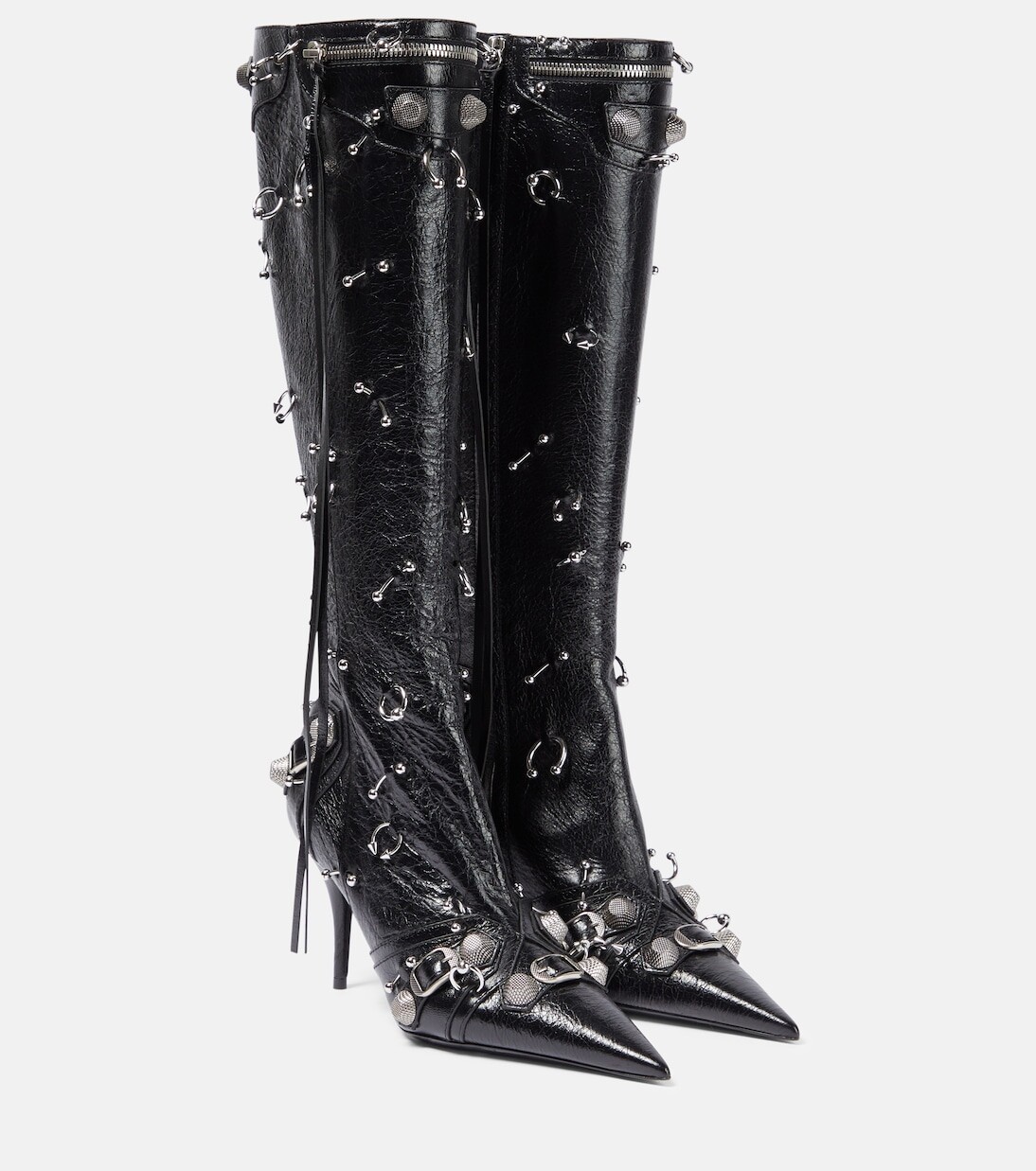 

Сапоги cagole из кожи с декором Balenciaga, черный