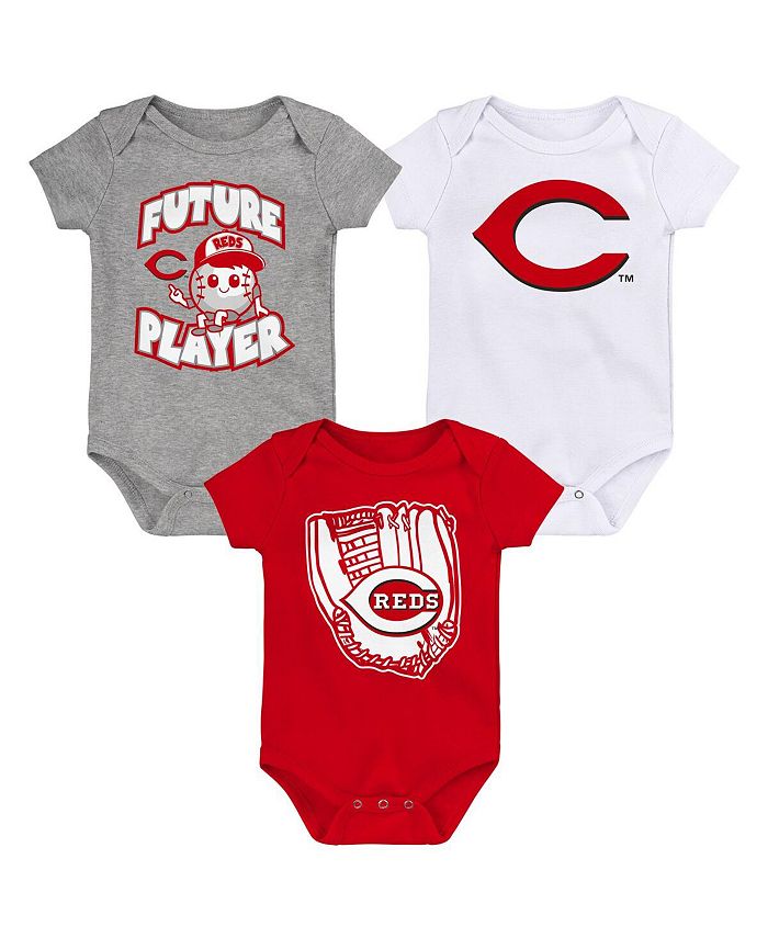 Набор из трех боди для новорожденных Хезер, серый, красный, белый Цинциннати Редс для игроков Малой лиги Outerstuff, серый