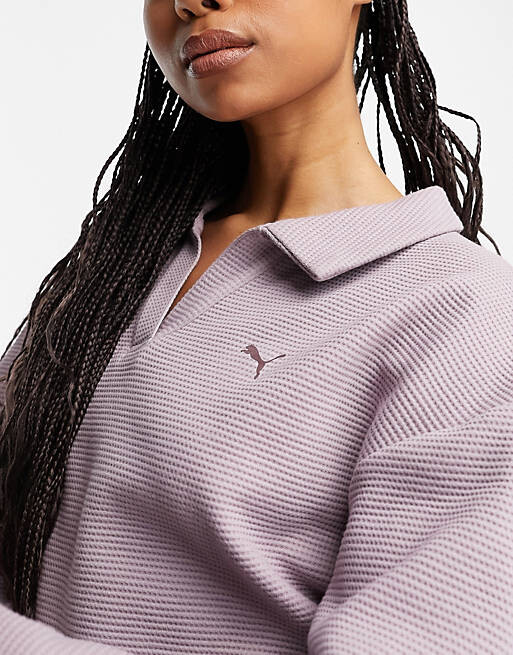 

Сиреневый свитшот-поло с вафельным узором Puma Studio Granola, Фиолетовый