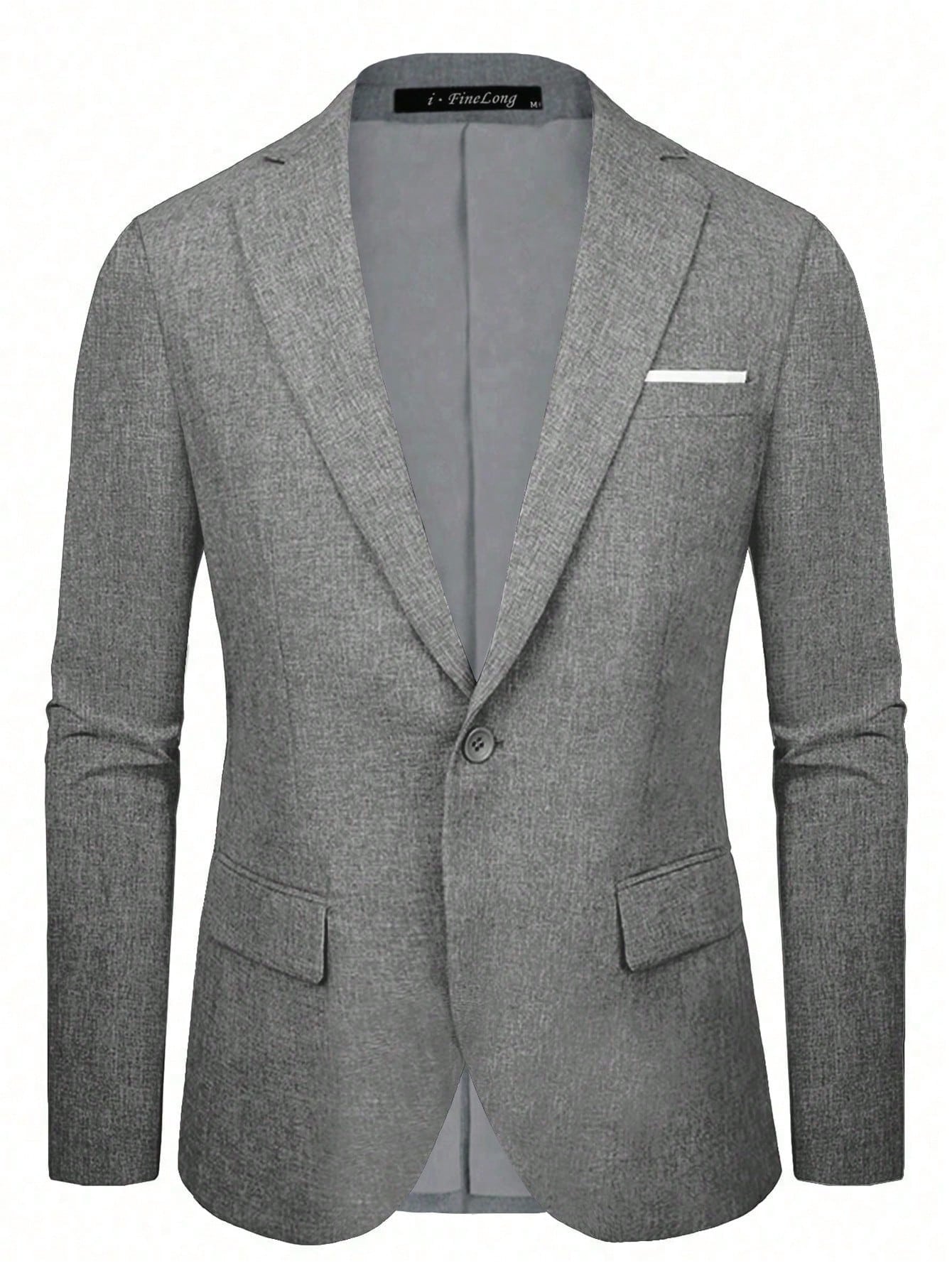 Мужской пиджак на одной пуговице, серый твидовый пиджак на одной пуговице черный quzu