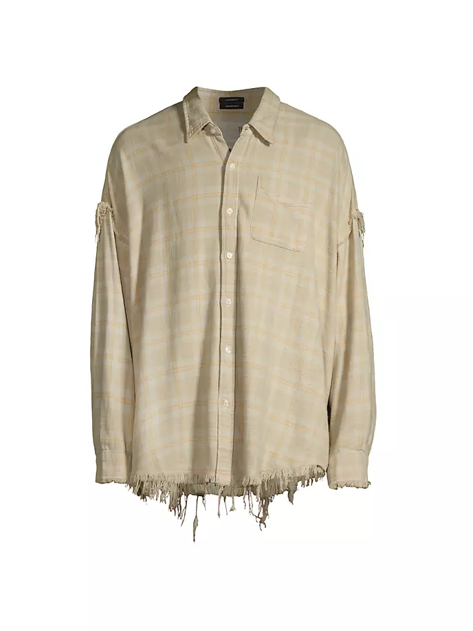 

Рубашка с растрепанным швом и глубоким вырезом R13, цвет khaki over dye plaid